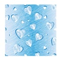 Vector background pattern with hearts, abstract pattern in blue